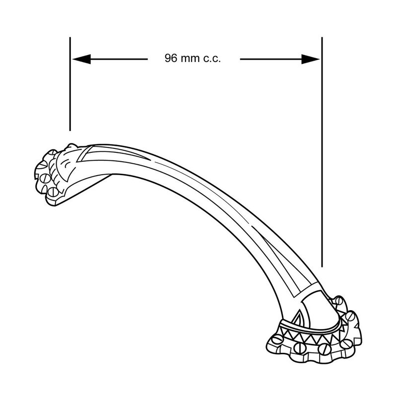 Expression 3.7812" Center to Center Arch Pull, Antique English