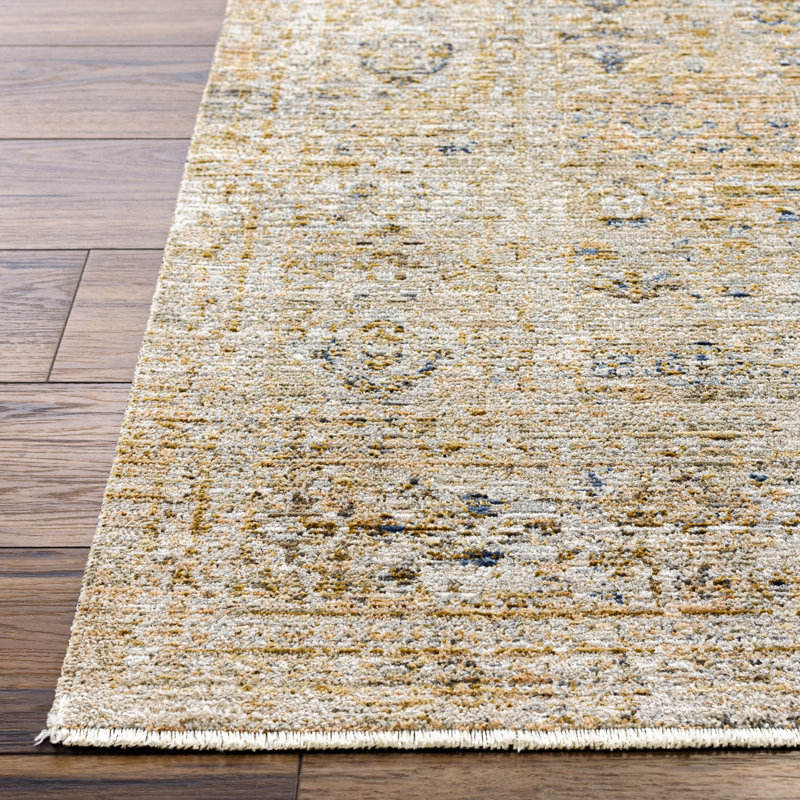 Margaret Vintage Washable Distressed Brown Synthetic Area Rug