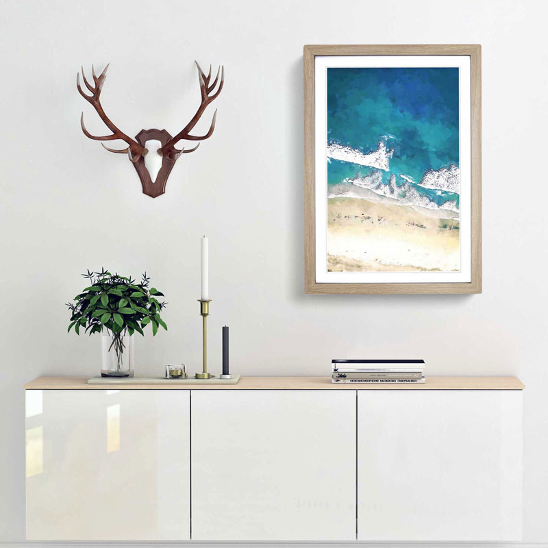 Blacks Beach in San Diego in Abstract - Picture Frame Graphic Art Print, 65cm H x 48cm W x 2cm D, Oak Framed