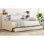 Lit plateforme simple tapissier avec rangement et tiroirs-992327848