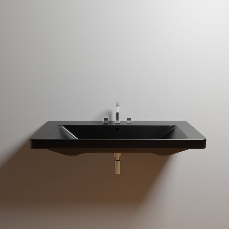 Luxury 30.8 in. L Bathroom Sink, Matte Black, 8" Centers