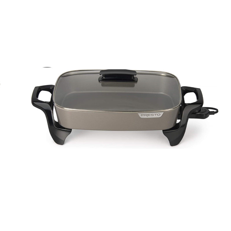 Presto 16-Inch Gray Ceramic Electric Skillet with Glass Cover