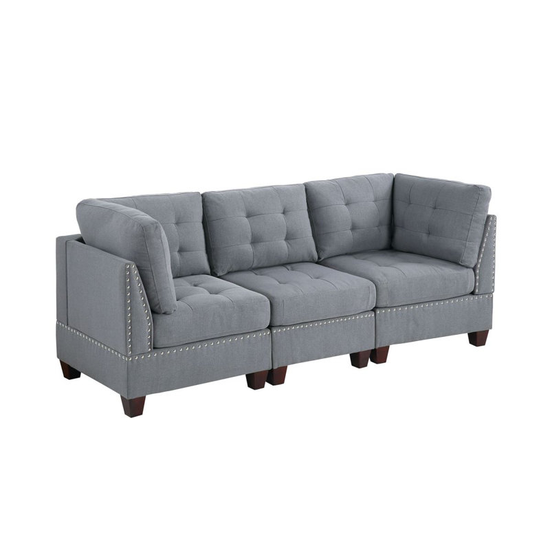 Modular Set 3Pc In Gray, Gray Fabric