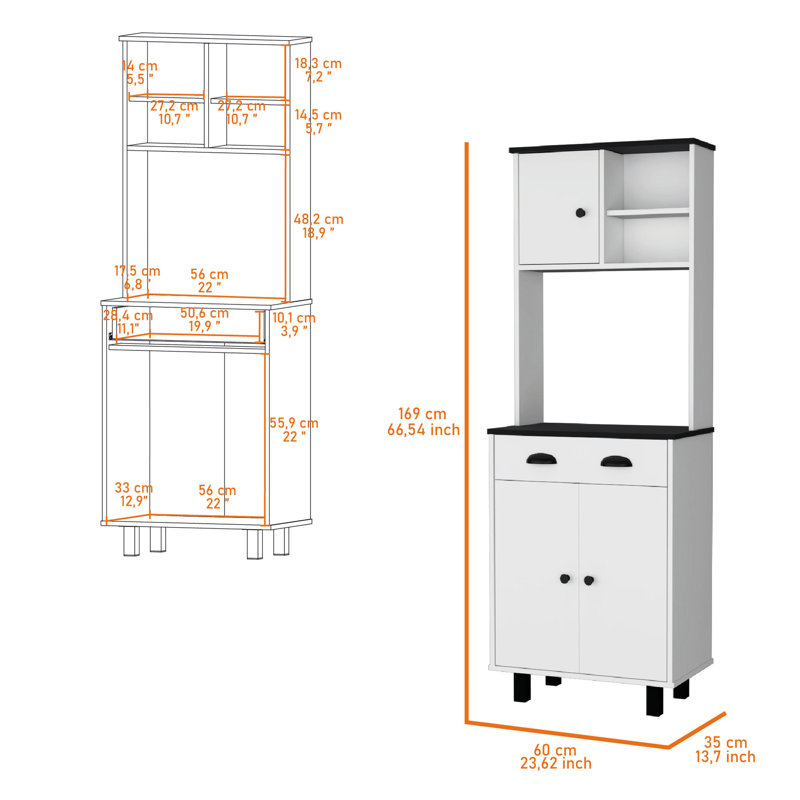 1 Kitchen Pantry - White And , Organize Your Efficiently In 1 Drawer, Functional Storage Unit, White/Walnut