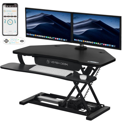 Leshawnda Elite Electric Corner Standing Desk Converter with USB Port and App Integration