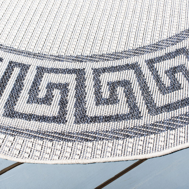 Brympton Performance Machine Washable Geometric Indoor/Outdoor Area Rug, Round 5'3"