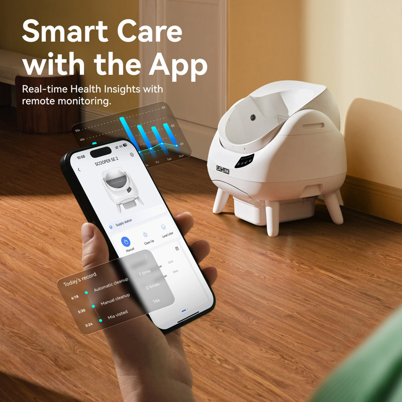 Open-X Open-Top Automatic Litter Box, Large, Multi-Cat, White Always-Open Safe Exit, 2.4G & 5G WiFi, AI Waste Analysis, Health Monitor, App Control, Odor Free, Easy to Use, Whisper-Quiet