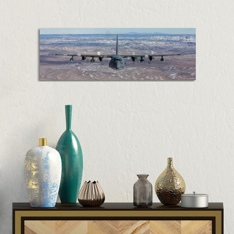 MC-130 Aircraft Maneuvers During A Training Mission Over New Mexico II - Wrapped Canvas Panoramic Print