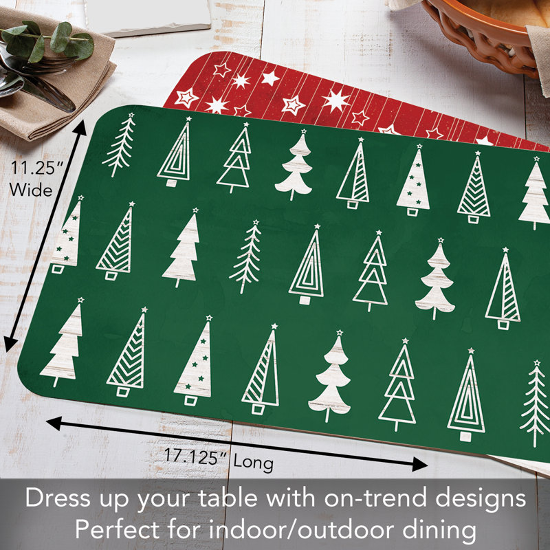 Scandinavian Christmas Reversible Plastic Placemats Set of 4