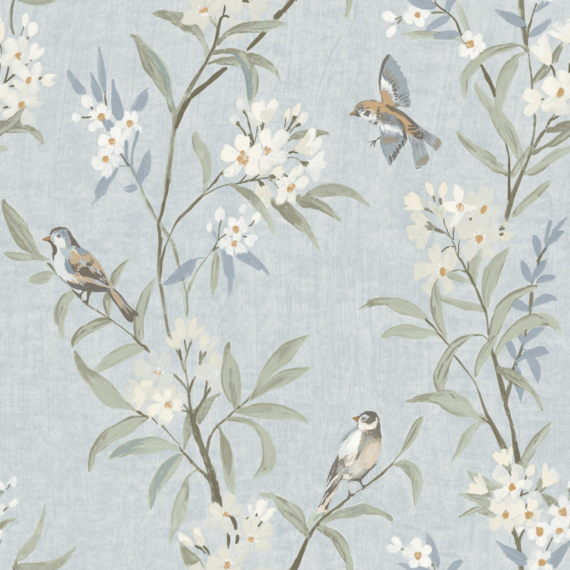 Papier peint thé vert olive, Bleu clair