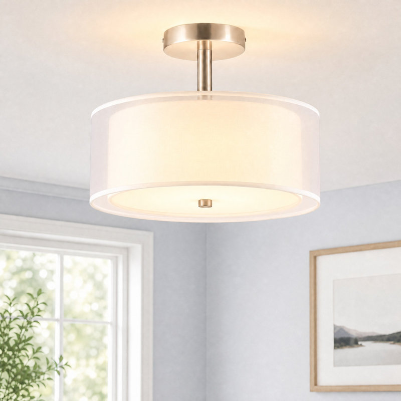 3-Light Semi-Flush Mount Light, White