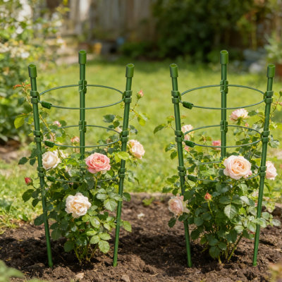 2 Pack Tomato Cages for Small Plants - 17 Inch Adjustable Plant Support with 3 Rust-Proof Rings, Ideal for Cherry Tomato, Pepper, Herb, Flower & Climbing Vine, Green Garden Stakes