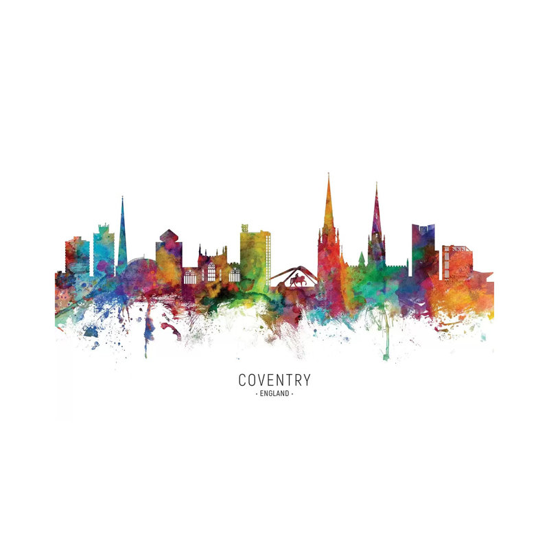 Coventry England Skyline by Michael Tompsett - Wrapped Canvas Painting, 101.6 cm H x 66.04 cm W x 1.91 cm D