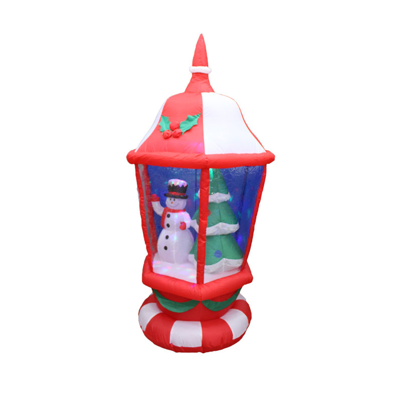 Grande lanterne gonflable de Noël de 6 pieds avec bonhomme de neige et arbre de Noël