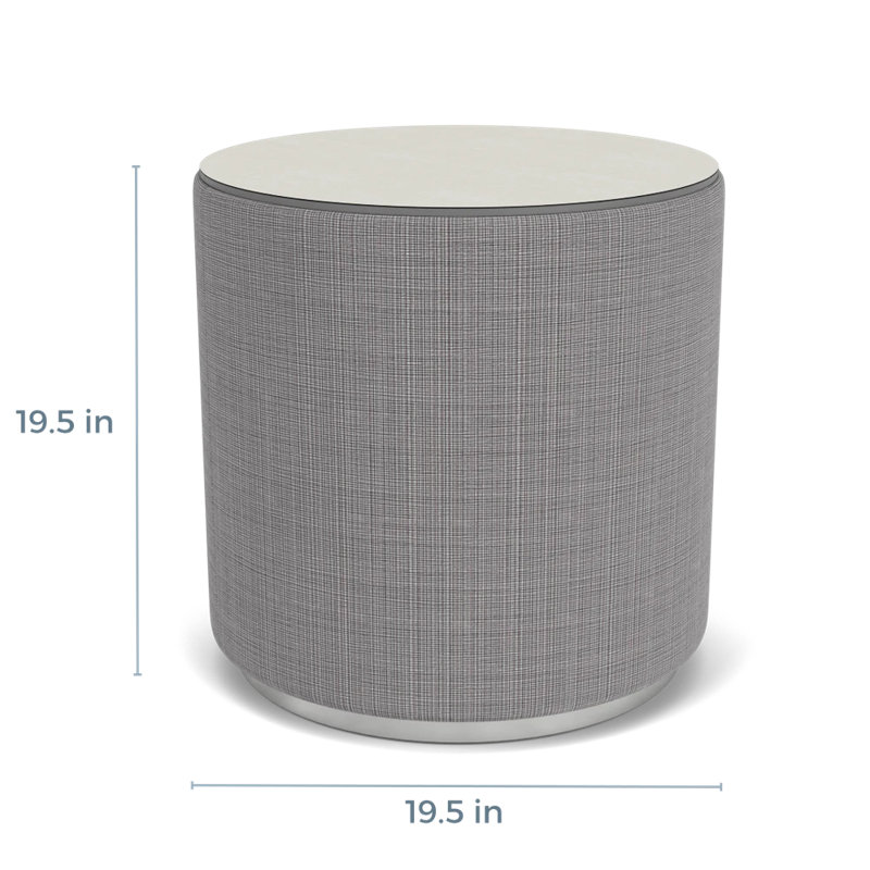 Table de réception avec plateau en stratifié Darsey, Argent; gris chambray, 20", Sergé blanc