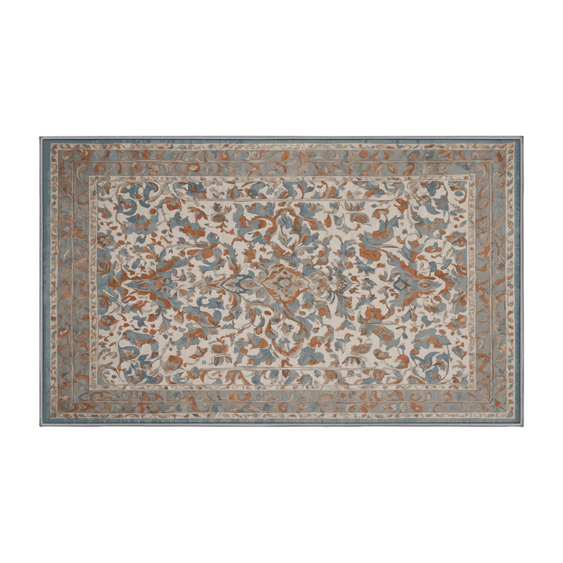 Machine Washable Gray Area Rug, Rectangle 4' x 6'