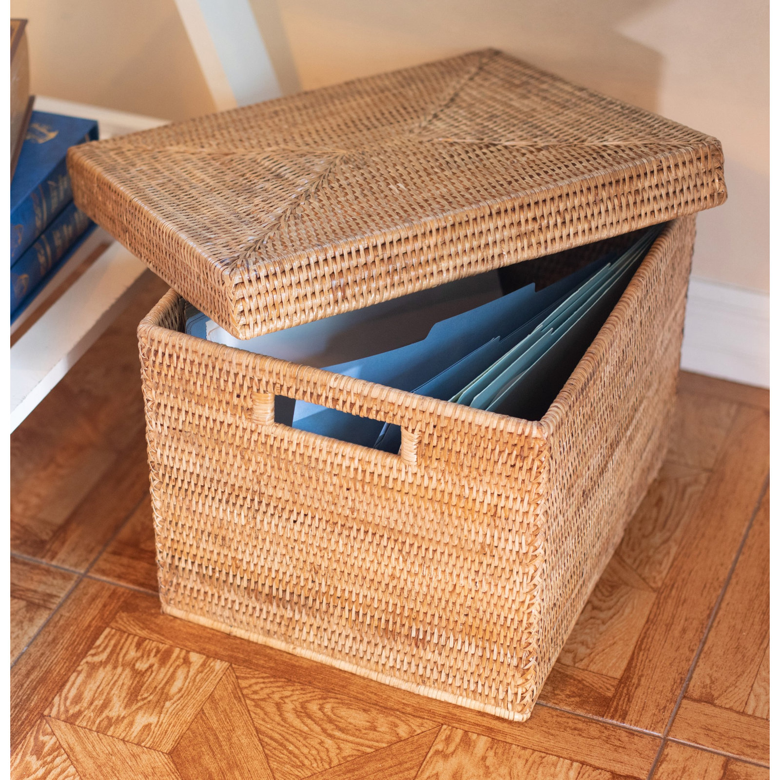 Handmade Rattan Storage Basket, Honey Brown