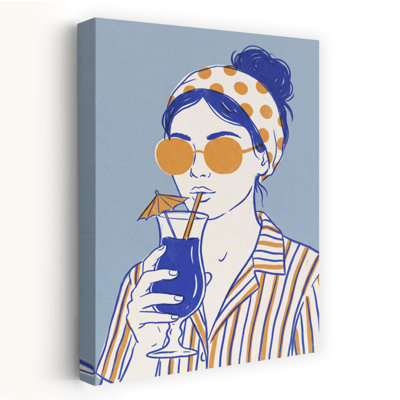 «Elegant Woman Cocktail Retro Vintage Summer», reproduction d'art murale
