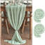 Sage Green 2PCS Boho Gauze Cheesecloth Table Runner 300 cm | Seasonal Spring Bridal Fabric Kitchen Dining Wedding Holiday Table Decor for Home Party