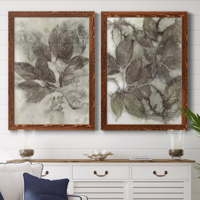 Dogwood Leaves II - Ensemble de 2 peintures sur toile encadrées