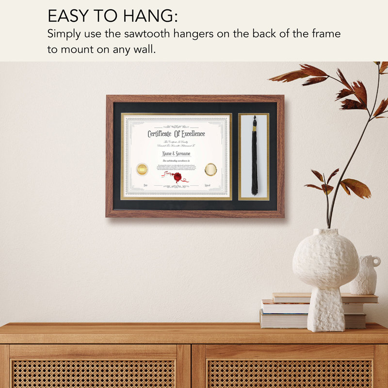 Melannco Certificate and Tasel Frame, Walnut