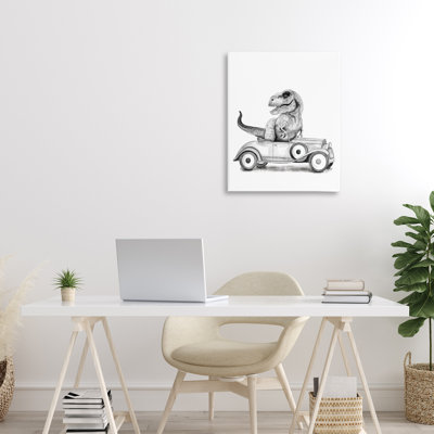 Dinosaure dans une toile de véhicule rétro, design par Rachel Nieman