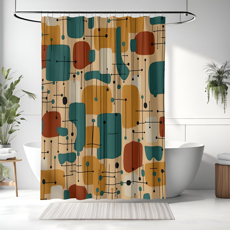 Rideau de douche avec tapis de bain, H 70 po x l 83 po