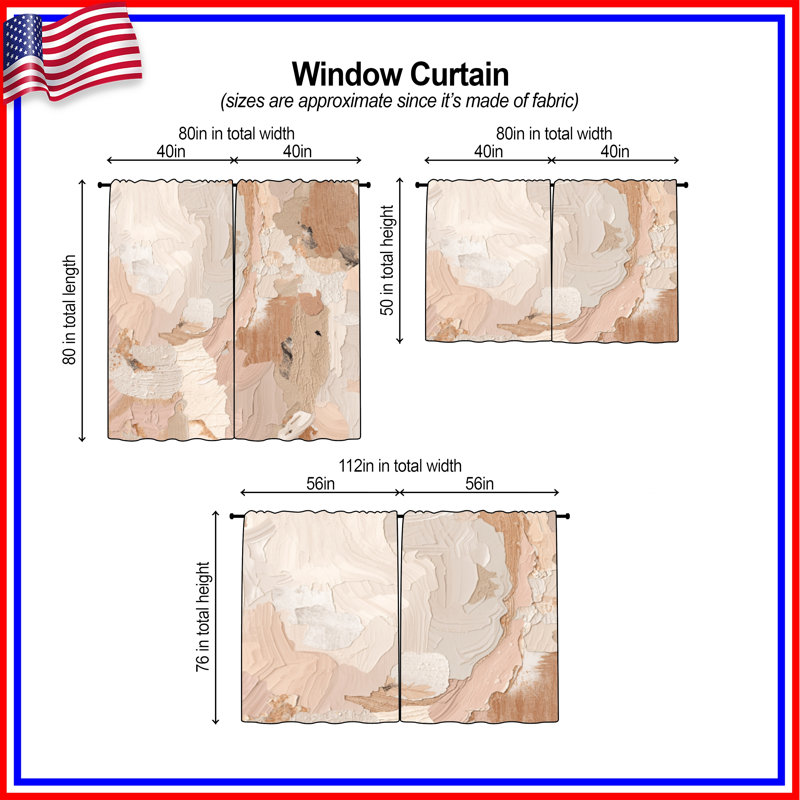 Rideaux de fenêtre texturés neutres abstraits et transparents - 2 panneaux, 56 po x 76 po - 2 panneaux, Transparent