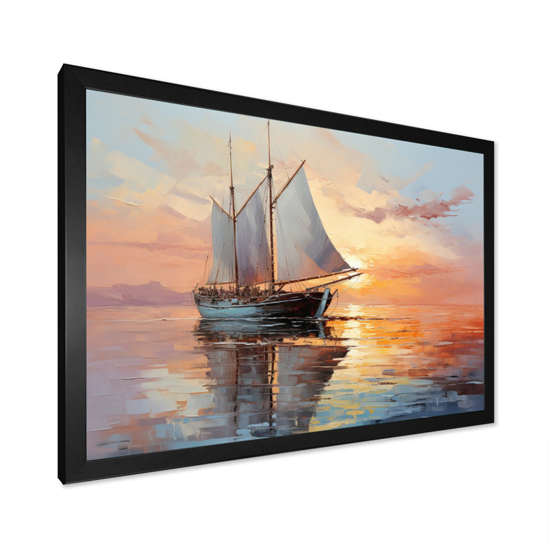 Saster voilier Coastal Dreams III - impression, Cadre simple noir, H 12 po x l 20 po x P 1 po
