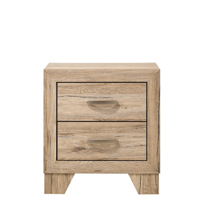 Natural Finish 2 Wood Bedside Cabinet In Contemporary Design For Bedroom, 24 Inches High, 25.5 Package Width Of With Finish, Bedroom Storage Solution Piece, 16 Deep