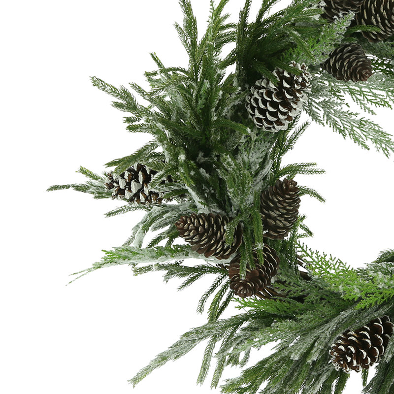 30" Snowy Evergreen Holiday Wreath with Pinecones