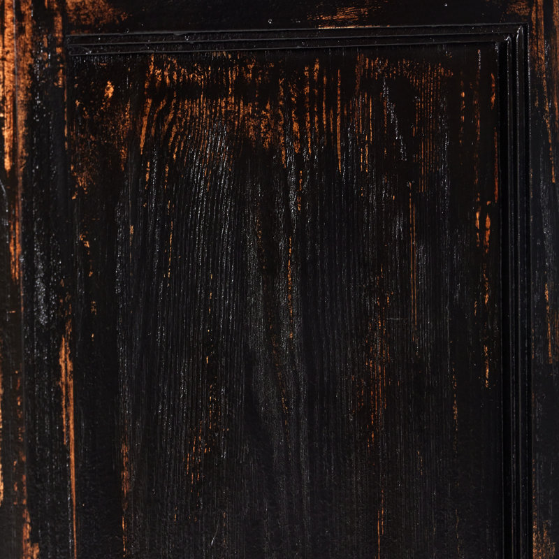 Loami China Cabinet, Distressed Burnt Black Veneer