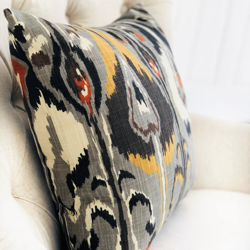 Tigerlily Indoor/Outdoor Pillow Cover & Insert, Gray, Floor Pillow, 24" x 24"
