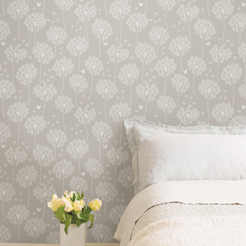 Rouleau de papier peint gris Tisch Dandelion
