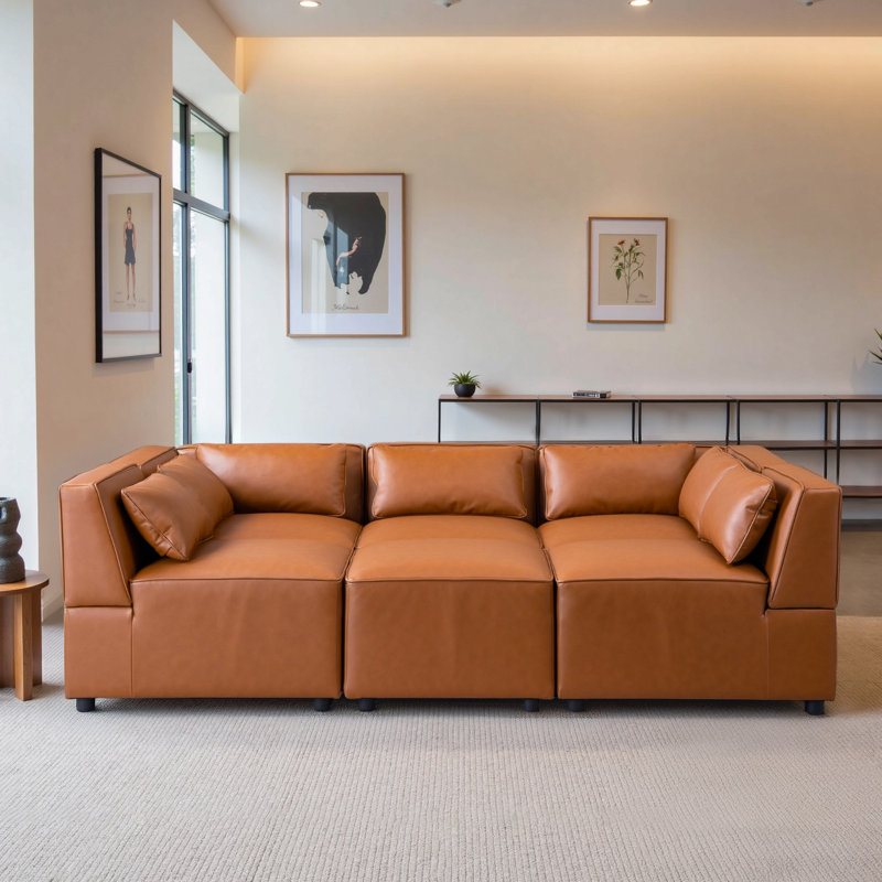 Drua 6-Piece Leather Modular Sectional Sofa