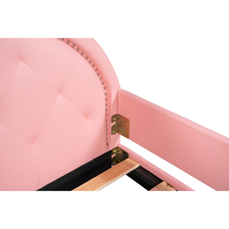 Pink Twin Upholstered Daybed - Generous Space For A Good Night's Rest With Upholstery And Carton Ears Headboard Low Profile Design