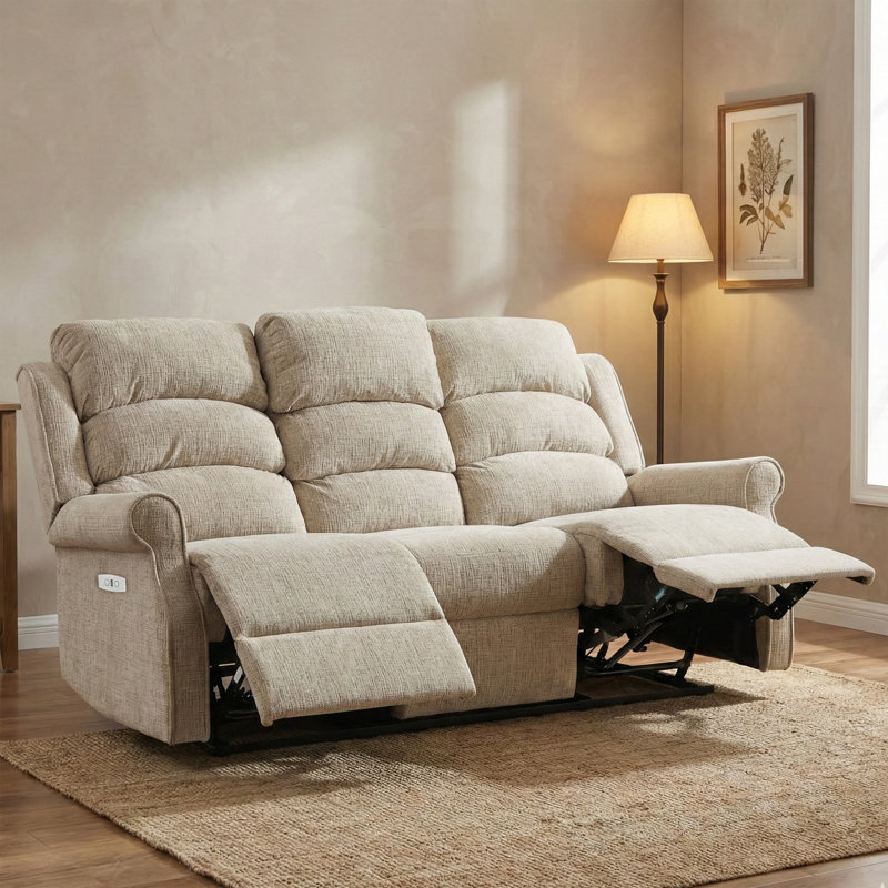Constantino 3 Seater Electric Reclining Sofa, Beige