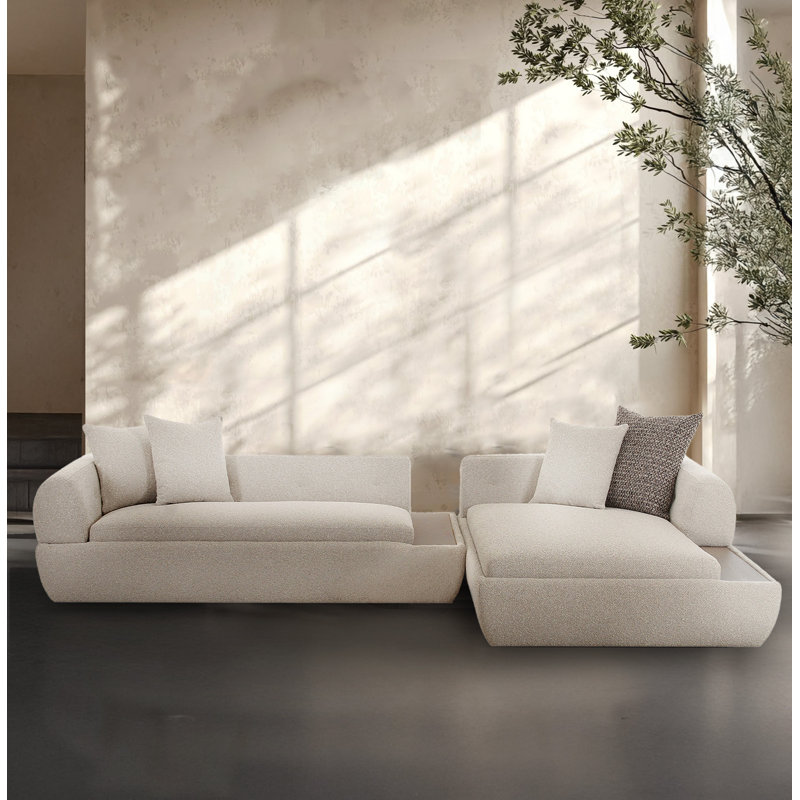 Amara Modern Sectional Sofa with Wood Panel