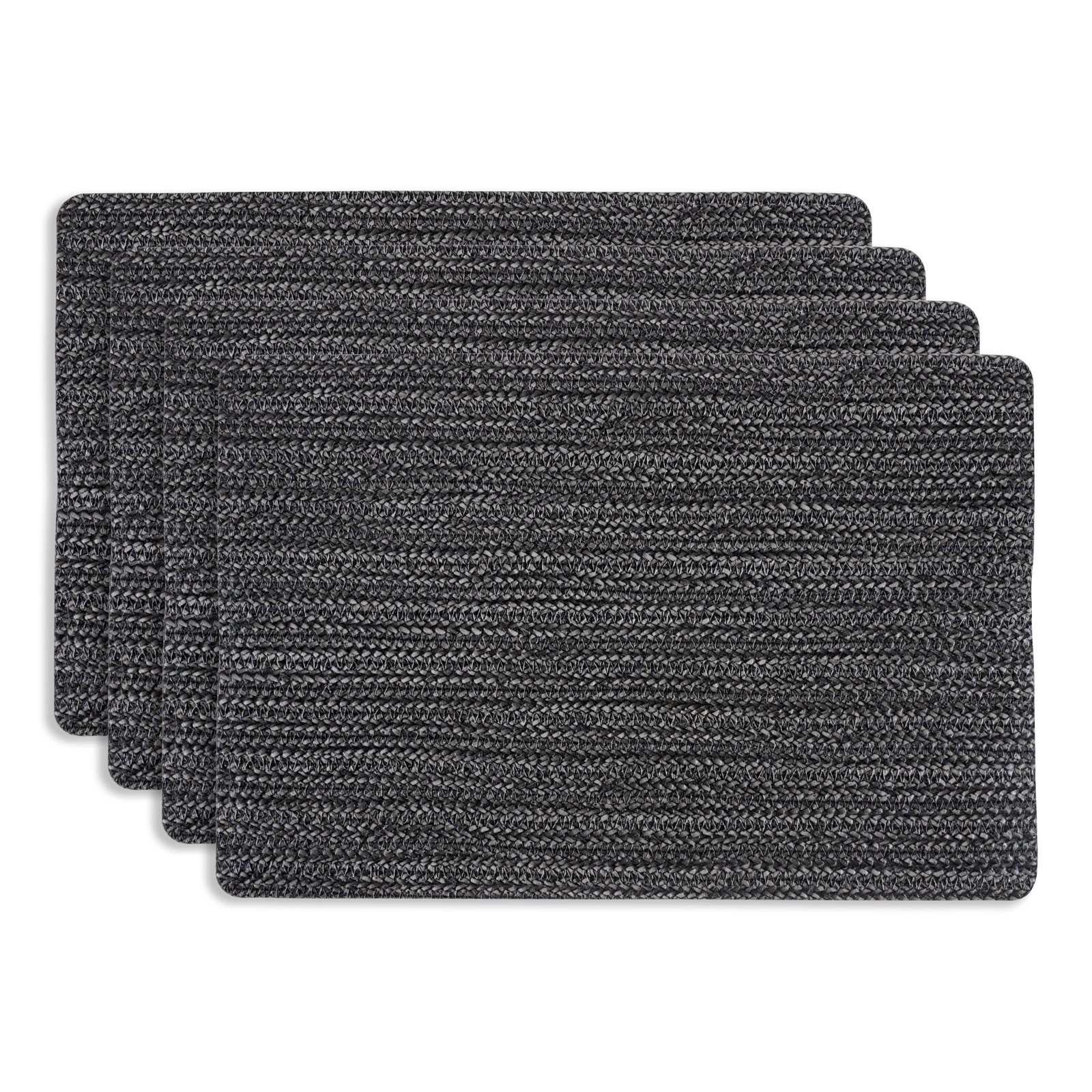 KAF Home Twist Vinyl Placemats, Black