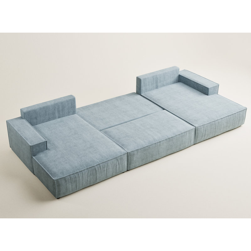 6 Seater Reclining Corner Sofa , Light Blue