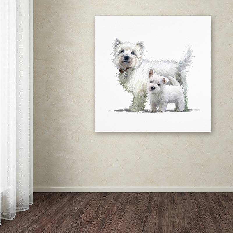 White Canvas Art of West Highland Terriers, 15" x 20"