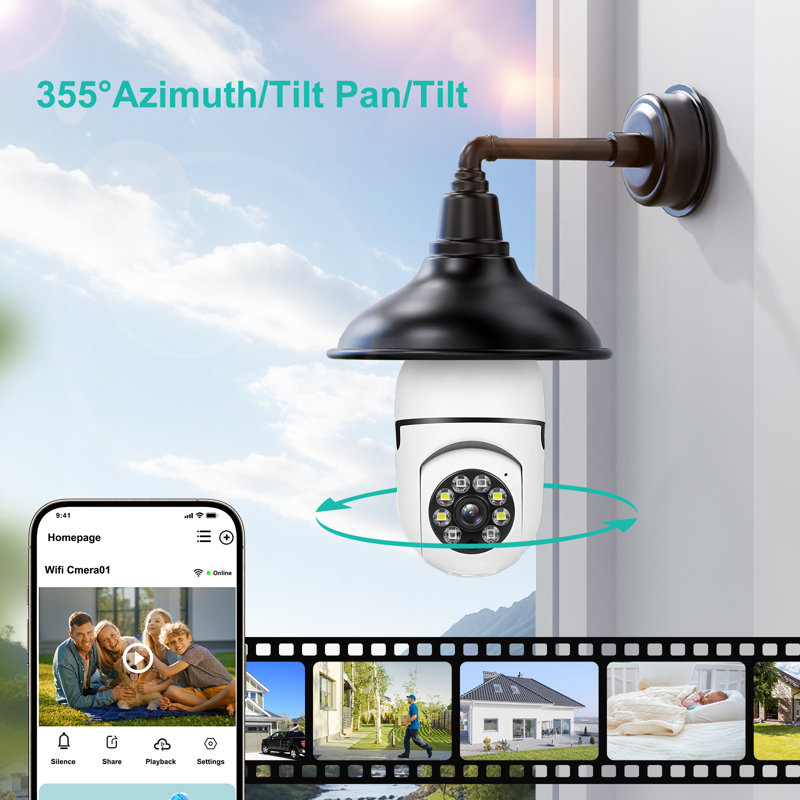 Caméra de sécurité intelligente Hawkray - surveillance sans fil intérieure / extérieure 2k, panoramique / inclinaison 355 ° avec vision nocturne en couleur, Wi-Fi 5g / 2,4g, alertes de mouvement et conversation bidirectionnelle, rangement dans le nu
