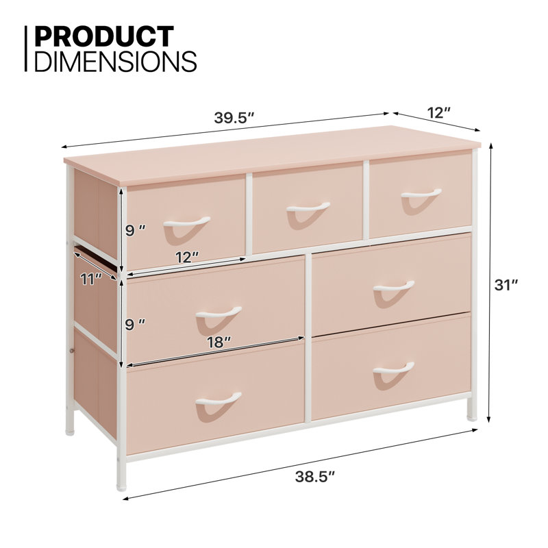 Commode en fer 7 tiroirs Niamani, Rose