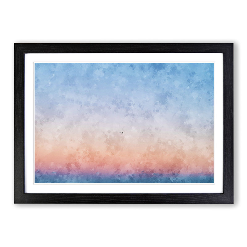 Airplane Over Florida - Single Picture Frame Painting on MDF, 33cm H x 45cm W x 2cm D, Black