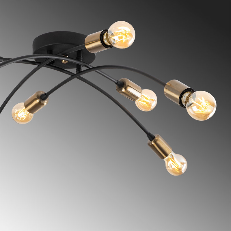 Modern Chandelier, Black & Vintage Finish, 31.1 x 31.1 x 10.2 inches | Durable Metal Body, 8 x E27 Sockets (Max 40W) | Elegant Lighting for Dining Room, Living Room, & Entryways | IP20 Rated for Indoor Use