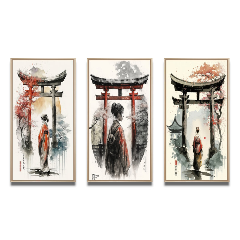 «Asian femelle», 3 pièces sur toile, Naturel, H 40 po x l 60 po