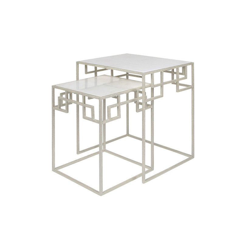 Greek 2 Piece End Table Set, Oyster White