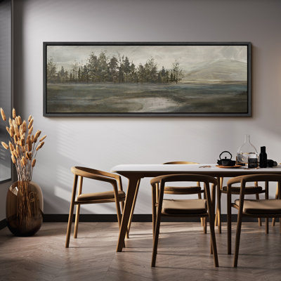 Lake River Landscape " Tranquil Dusk Minimalist Landscape Antique Retro Colorful Bedroom Extra Large Wall Decor "