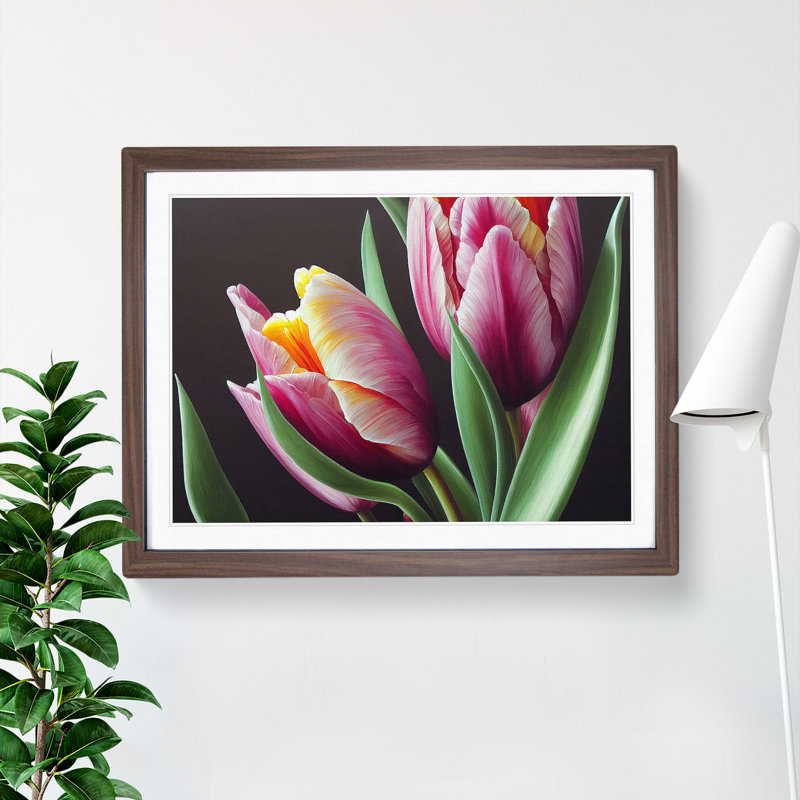 Awe Inspiring Tulip Flowers - Framed Print, 46cm H x 64cm W x 2cm D, Walnut
