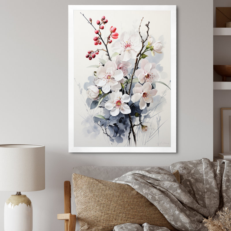 Arijoutsi Asian Art Orchids Flowers III sur impression sur toile, H 44 po x l 34 po x P 1,5 po, Cadre photo blanc